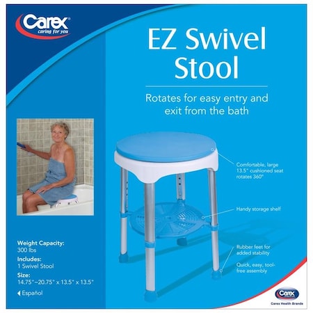 Carex Health Brands Carex Health Brands Blue/White Bath/Shower Seat Aluminum 20.75 in. H X 13.5 in. L FGB61200 0000